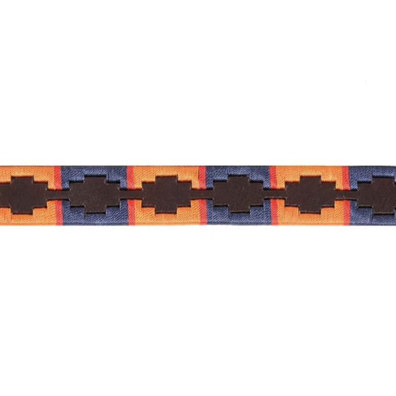 Shires Drover Skinny Polo Belt - Navy With Orange-1